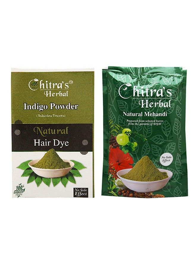 Chitra's Herbal مسحوق الحناء الطبيعي 150 جرام مسحوق إنديغو لصبغ الشعر 100 جرام - Image 2