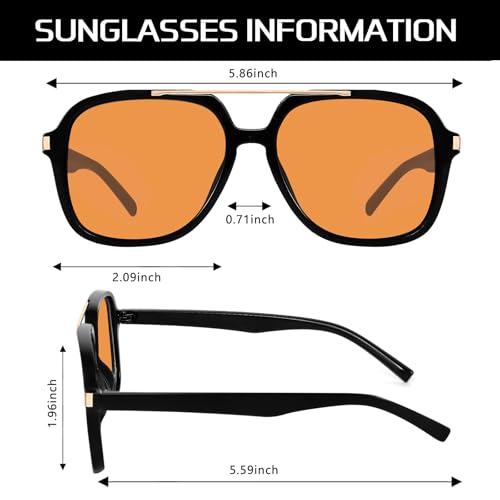 GUVIVI Retro Aviator Sunglasses for Women Men 2026 Square Top Bar Sun Glasses Sunnies 70s Lightweight Shades - Image 4