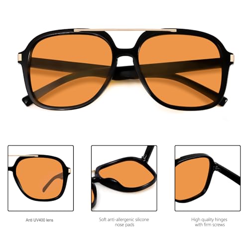 GUVIVI Retro Aviator Sunglasses for Women Men 2026 Square Top Bar Sun Glasses Sunnies 70s Lightweight Shades - Image 5