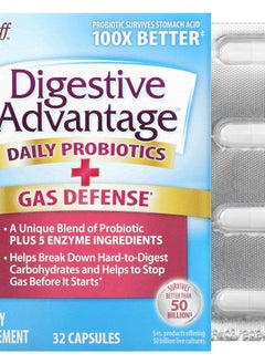 Schiff Digestive Advantage Daily Probiotics + Gas Defense 32 Capsules 
