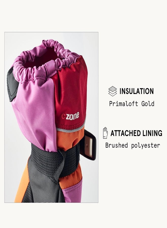 Hestra Kids’ CZone Mitt (2-11 yrs), Waterproof, Windproof & Insulated Winter Mittens for Alpine Skiing & Cold Weather Play - Cerise/Light Orange - 6 - Image 5