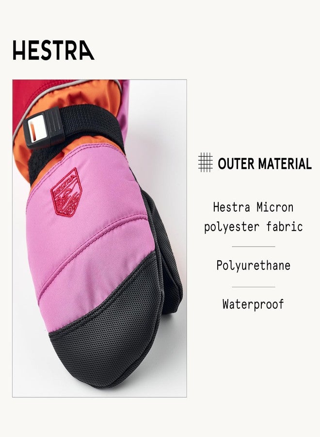Hestra Kids’ CZone Mitt (2-11 yrs), Waterproof, Windproof & Insulated Winter Mittens for Alpine Skiing & Cold Weather Play - Cerise/Light Orange - 6 - Image 3