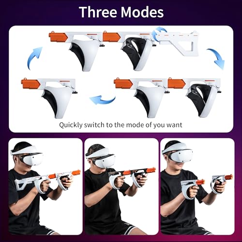 DEVASO Magnetic VR Gun Stock for PSVR2, 3-in-1 Changing VR Handle Accessories for Playstation VR2, Handle Attachment with Shoulder Straps for Enhance FPS Gaming Experience - Image 5