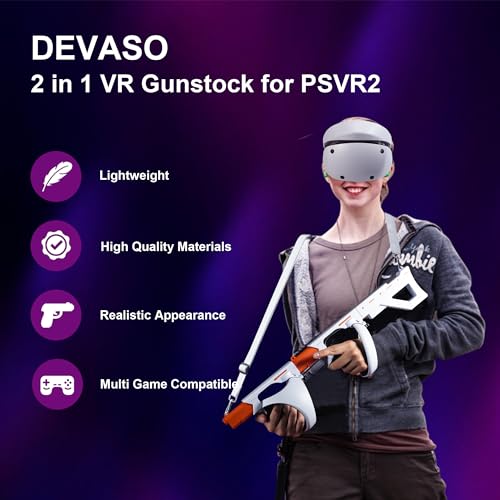 DEVASO Magnetic VR Gun Stock for PSVR2, 3-in-1 Changing VR Handle Accessories for Playstation VR2, Handle Attachment with Shoulder Straps for Enhance FPS Gaming Experience - Image 2