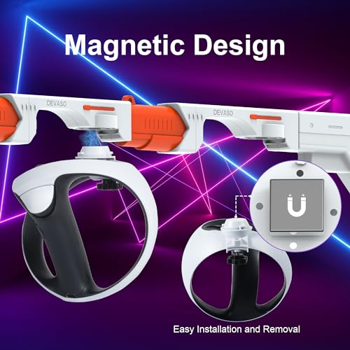 DEVASO Magnetic VR Gun Stock for PSVR2, 3-in-1 Changing VR Handle Accessories for Playstation VR2, Handle Attachment with Shoulder Straps for Enhance FPS Gaming Experience - Image 3