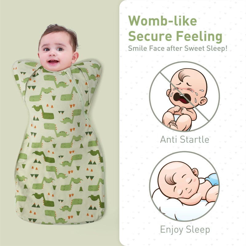 Knirose Arms Up Baby Sleep Sack Swaddle - 2 Pack Cotton Transitional Swaddle Blanket for Newborns 0-3 Months, 3-Way Wear for Snug Fit, Calms Startle Reflex, Easy Diaper Changes - Image 2