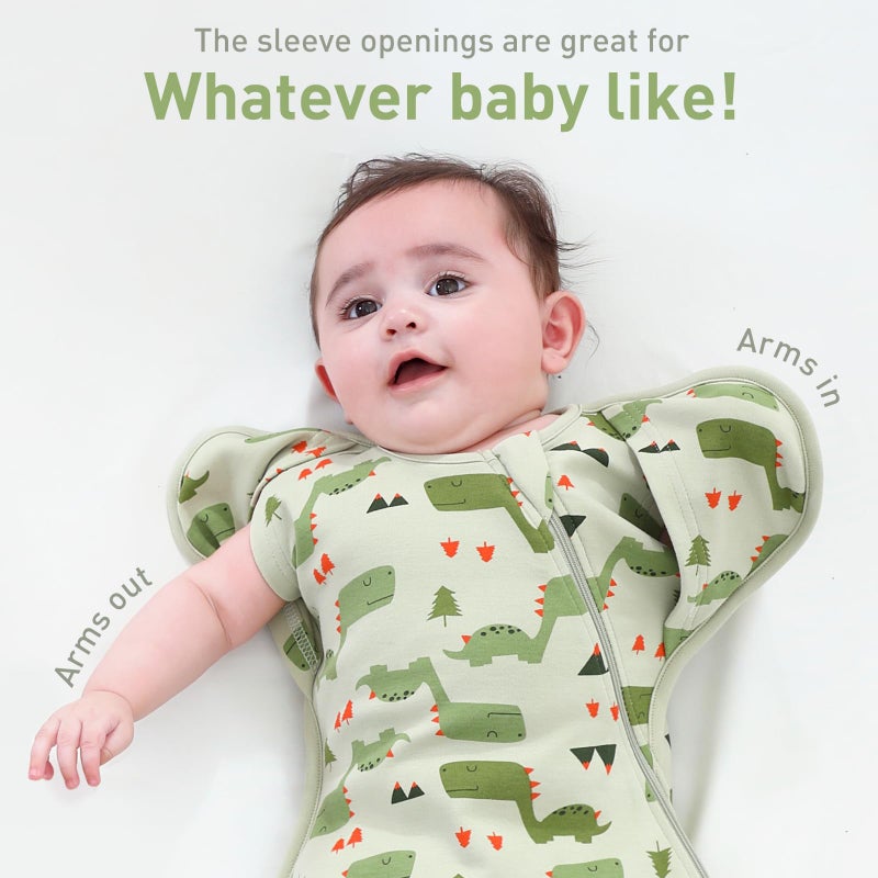 Knirose Arms Up Baby Sleep Sack Swaddle - 2 Pack Cotton Transitional Swaddle Blanket for Newborns 0-3 Months, 3-Way Wear for Snug Fit, Calms Startle Reflex, Easy Diaper Changes - Image 3