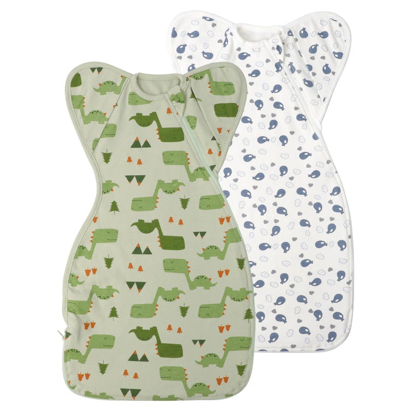 Knirose Arms Up Baby Sleep Sack Swaddle - 2 Pack Cotton Transitional Swaddle Blanket for Newborns 0-3 Months, 3-Way Wear for Snug Fit, Calms Startle Reflex, Easy Diaper Changes - Image 1