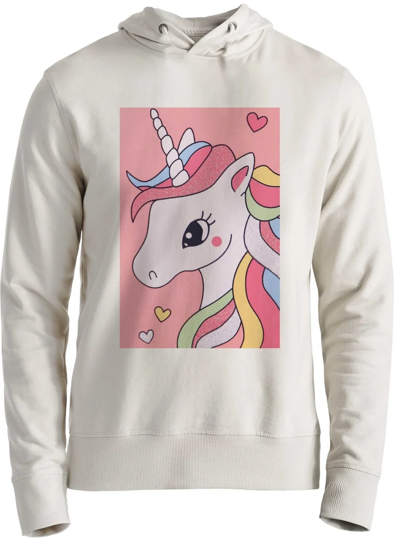 Alfa Tshirt Unicorn Digital Printed Illustrated Ecru Kids Sweatshirt