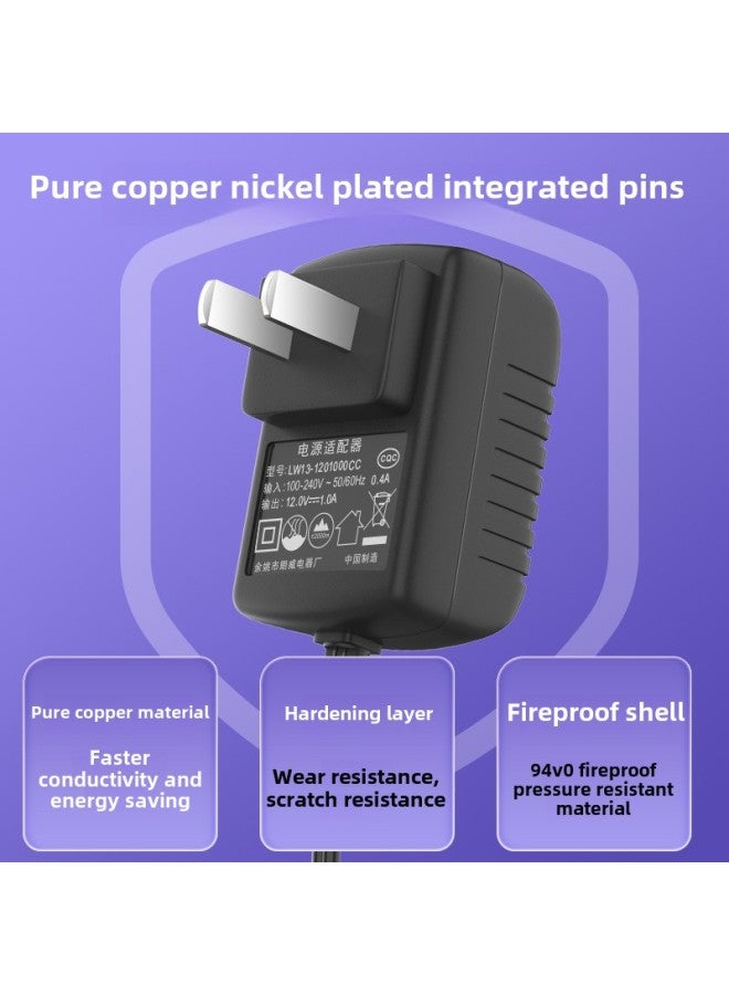 12V1A Power Adapter 3C CQC UL CE Certification Foot Flow Foot Safety Router Wall Type 12W Adapter-Color:Black-Specifications:12v1a-us Certification - Image 3