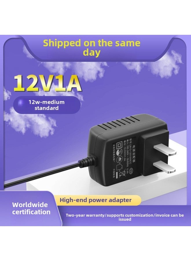 12V1A Power Adapter 3C CQC UL CE Certification Foot Flow Foot Safety Router Wall Type 12W Adapter-Color:Black-Specifications:12v1a-us Certification - Image 1