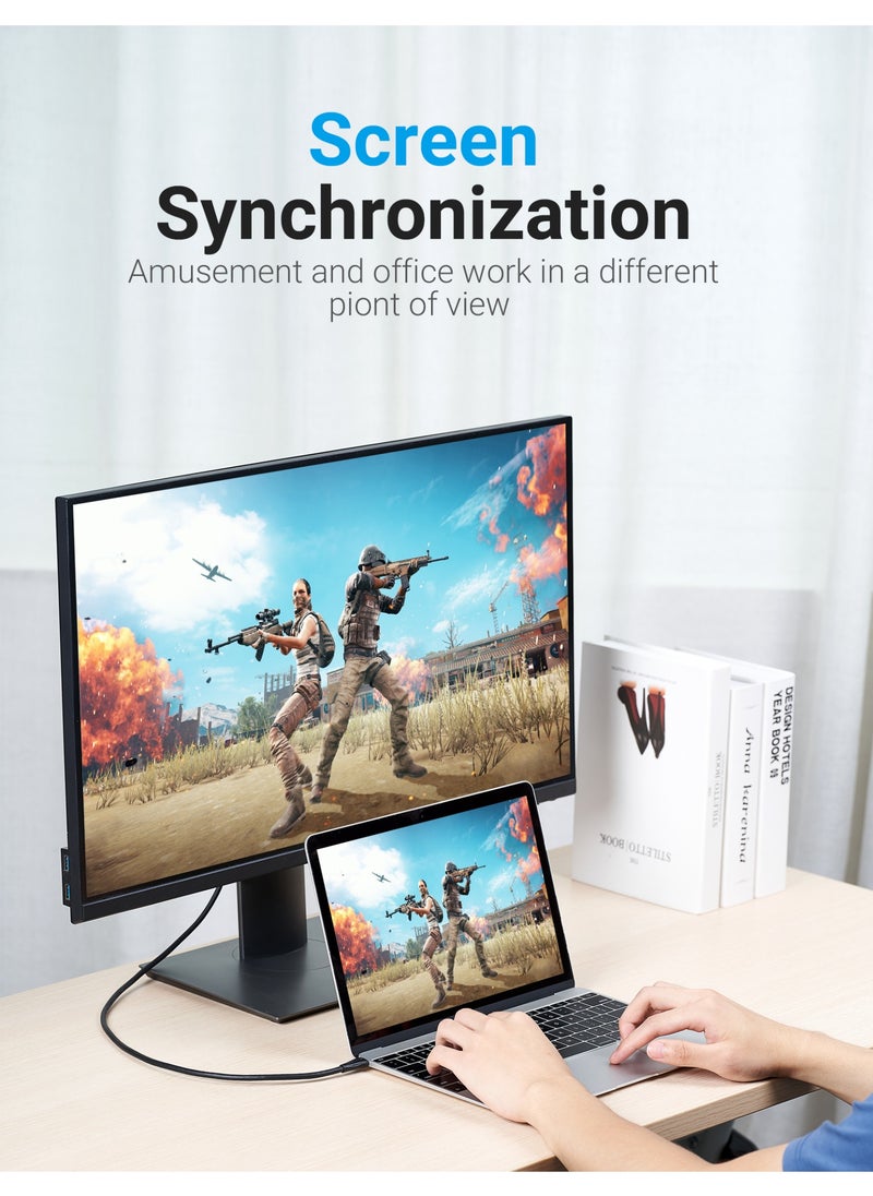 VENTION USB-C to DisplayPort Cable, Thunderbolt Compatible, 8K@60Hz/4K@144Hz UHD, Gold-Plated, Tinned-Copper Conductor, Multiple Shielding, Plug & Play for Monitors and Projectors (USB-C to DP, 1 M)