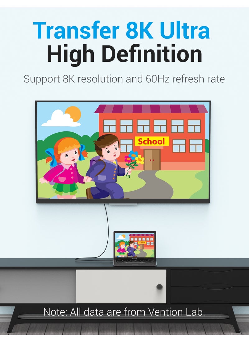 VENTION USB-C to DisplayPort Cable, Thunderbolt Compatible, 8K@60Hz/4K@144Hz UHD, Gold-Plated, Tinned-Copper Conductor, Multiple Shielding, Plug & Play for Monitors and Projectors (USB-C to DP, 1 M)