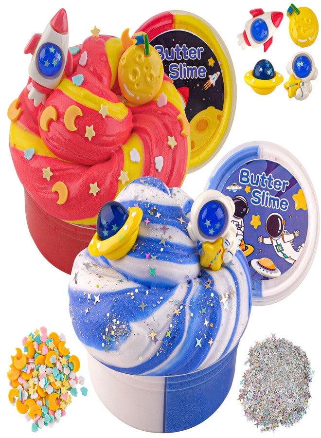 LAWOHO 2 Pack Slimes, Galaxy Slime, Cloud Slime kit for Boys Ages 8-12, Toys for Girls and Boys, for Kids Slime Set Party kit Goodie Bag Stuffers, 4 5 6 7 8 9 10 Year Old Girl Boy Birthday Gift Cute Stuff - Image 1
