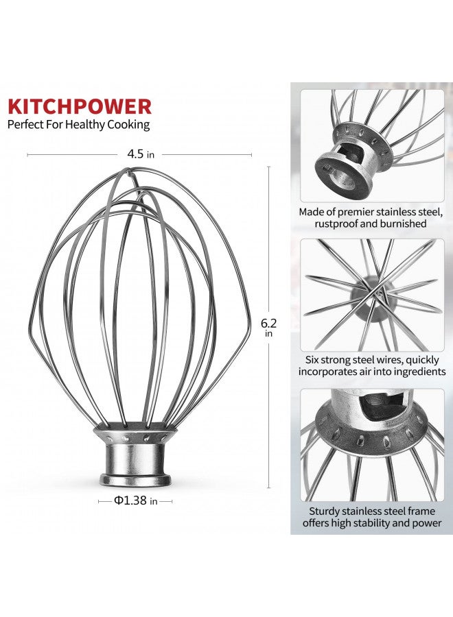 KITCHPOWER K45WW Wire Whip Attachment for Tilt-Head Stand Mixer Stainless Steel Egg Cream Stirrer, Flour Cake Balloon Whisk - Image 3