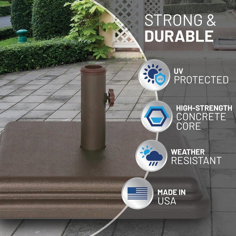 US Weight 40 Pound Umbrella Base - Weighted Umbrella base For Use With Patio Table – Heavy Duty Base- 4” Stem Accommodates 1”-1.5” Pole Sizes - Bronze - Image 3