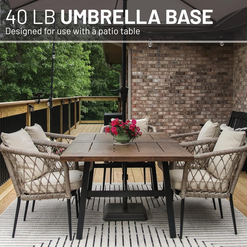 US Weight 40 Pound Umbrella Base - Weighted Umbrella base For Use With Patio Table – Heavy Duty Base- 4” Stem Accommodates 1”-1.5” Pole Sizes - Bronze - Image 2