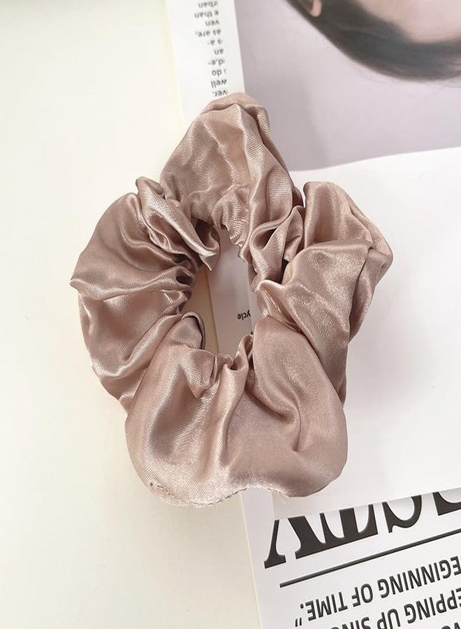 RR DESIGN Silk Hair Scrunchies, Pack of 4, Neutral Colors - Cream, Beige, Brown, Black - Image 5