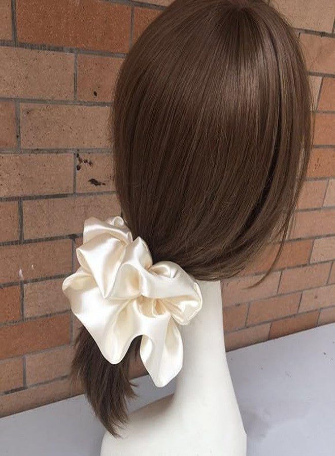 RR DESIGN Silk Hair Scrunchies, Pack of 4, Neutral Colors - Cream, Beige, Brown, Black - Image 3