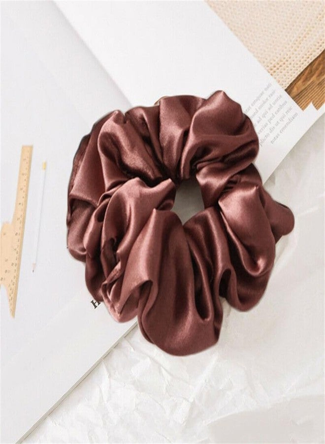 RR DESIGN Silk Hair Scrunchies, Pack of 4, Neutral Colors - Cream, Beige, Brown, Black - Image 4