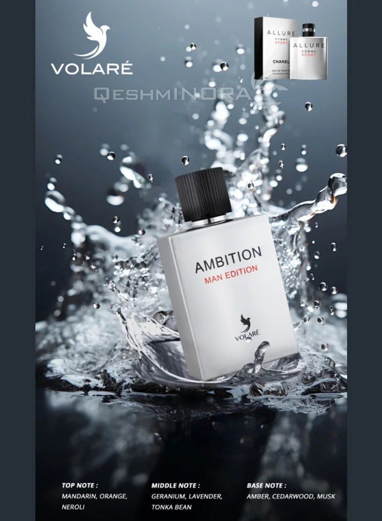 VOLARE Ambition Man Edition EDP for men ( Inspired by CHANEL ALLURE HOMME SPORT ) - 100 ml  - Image 2