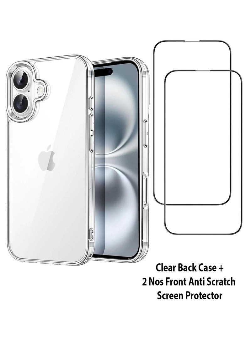 Zolo Protective Clear Case Cover and 2Pcs 9D Tempered Glass Ultra Clear Screen Protector For Apple iPhone 16 Plus - Image 1