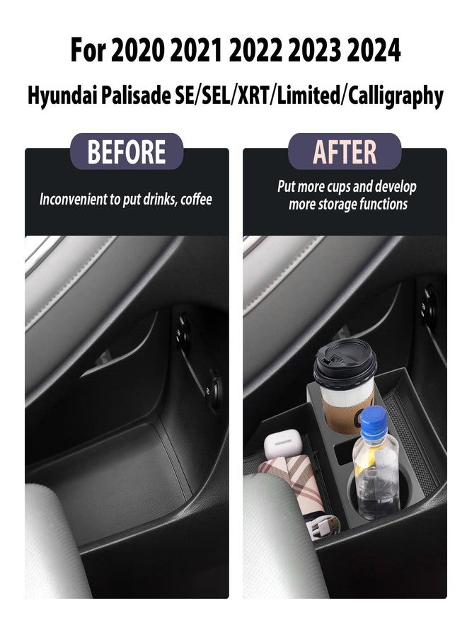 LUWU for 2020-2024 Hyundai Palisade Center Console Organizer 2024 Palisade Accessories Palisade Cup Holder Insert Cup Holder Organizer 2024 Palisade Lower Console Organizer Storage Tray Drink Holders - Image 2
