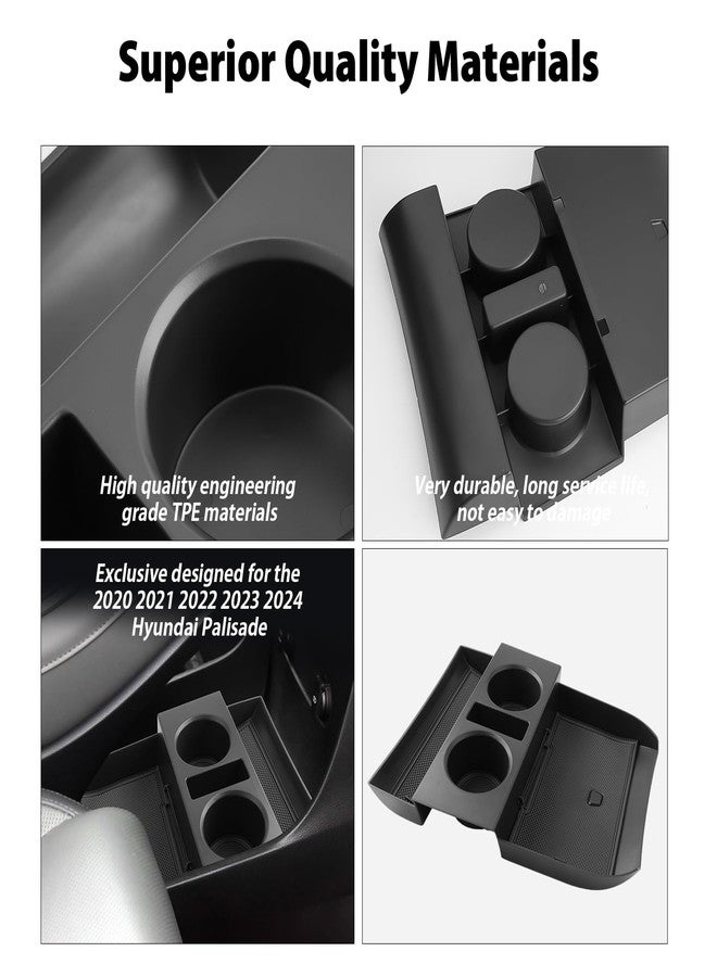 LUWU for 2020-2024 Hyundai Palisade Center Console Organizer 2024 Palisade Accessories Palisade Cup Holder Insert Cup Holder Organizer 2024 Palisade Lower Console Organizer Storage Tray Drink Holders - Image 5