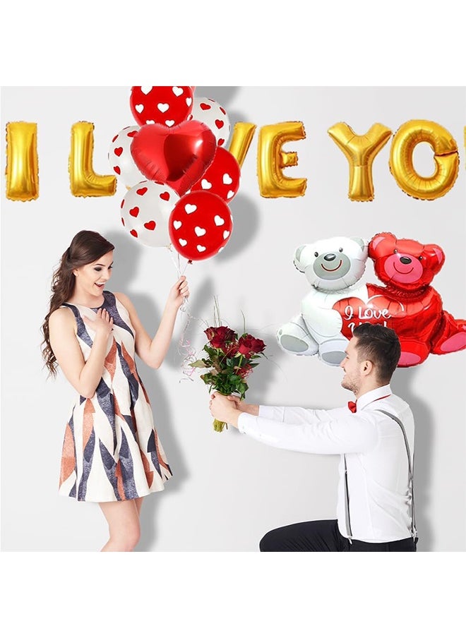 Lemon I Love You Balloons and Heart Balloons,Love-Bear Red Heart Balloons Kit Decor with 1000 Pcs Dark-Red Silk Rose Petals,Valentines Day Romantic Proposal Wedding Anniversary Decorations  - Image 4