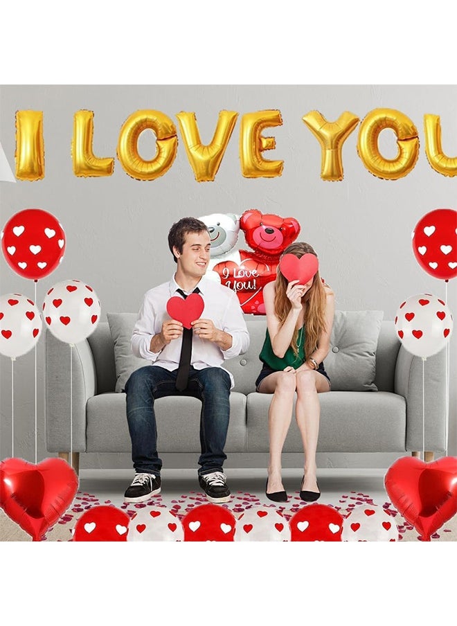 Lemon I Love You Balloons and Heart Balloons,Love-Bear Red Heart Balloons Kit Decor with 1000 Pcs Dark-Red Silk Rose Petals,Valentines Day Romantic Proposal Wedding Anniversary Decorations  - Image 5