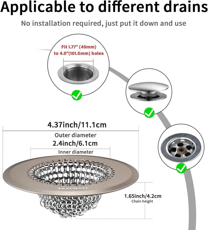 TRAPMATE Shower Drain Hair Catcher, Fast Drainage & Easy Clean Bathtub Drain Cover for Regular & Pop-up Drain (Brown) - Image 4