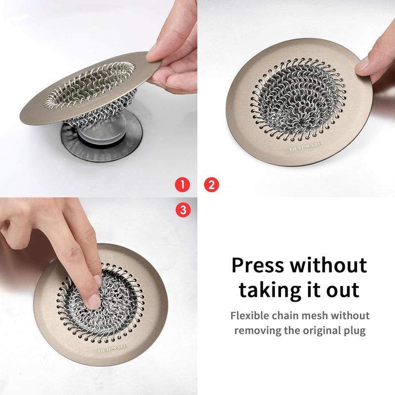 TRAPMATE Shower Drain Hair Catcher, Fast Drainage & Easy Clean Bathtub Drain Cover for Regular & Pop-up Drain (Brown) - Image 5