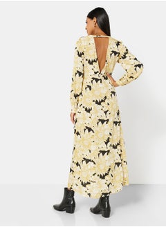 Floral V-Cut Maxi Dress