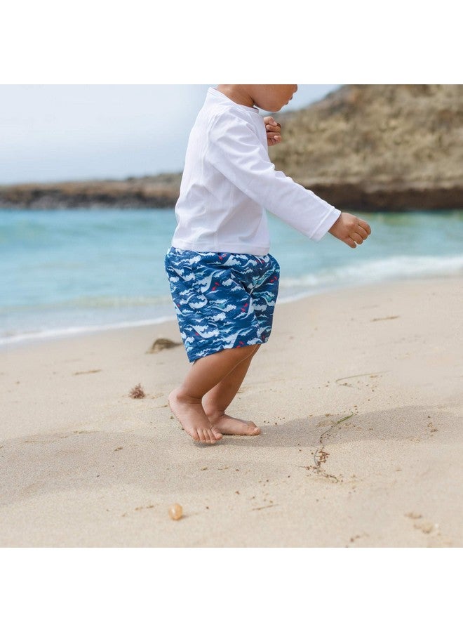 green sprouts green sprouts Boys' Trunks with Built-in Reusable Swim Diaper, Navy Tidal Waves, 6 Months - Image 3