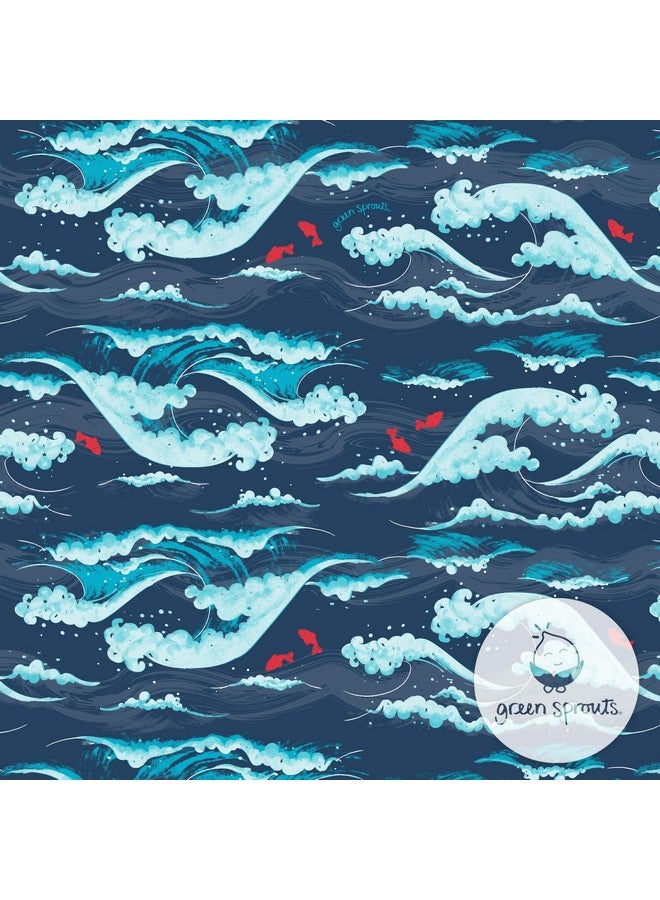 green sprouts green sprouts Boys' Trunks with Built-in Reusable Swim Diaper, Navy Tidal Waves, 6 Months - Image 1