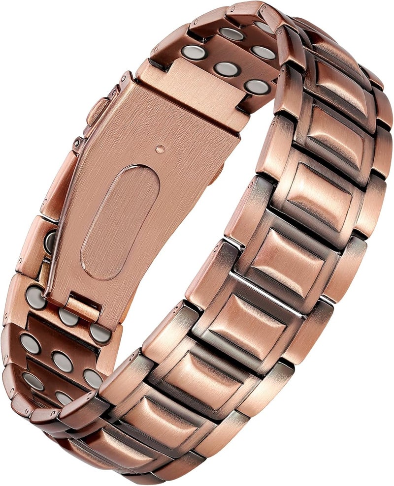 Jecanori Jecanori 3X Strength Copper Bracelets for Men, Magnetic Bracelets for Men with 3800 Gauss Magnets, Premium Fold-Over Clasp 