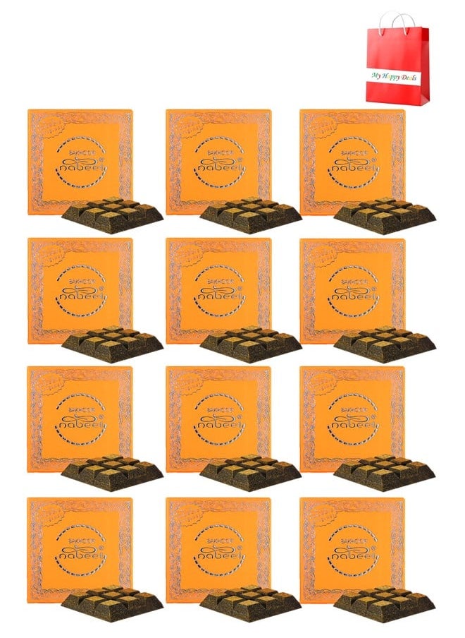 Nabeel Pack of 12 Bakhoor Nabeel 40 Grams Beautiful Smelling Popular Oudh Incense Solid Perfume Bar  - Image 1