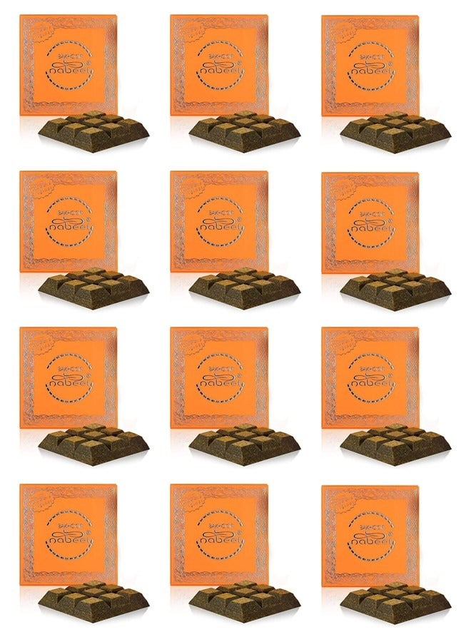 Nabeel Pack of 12 Bakhoor Nabeel 40 Grams Beautiful Smelling Popular Oudh Incense Solid Perfume Bar - Image 1