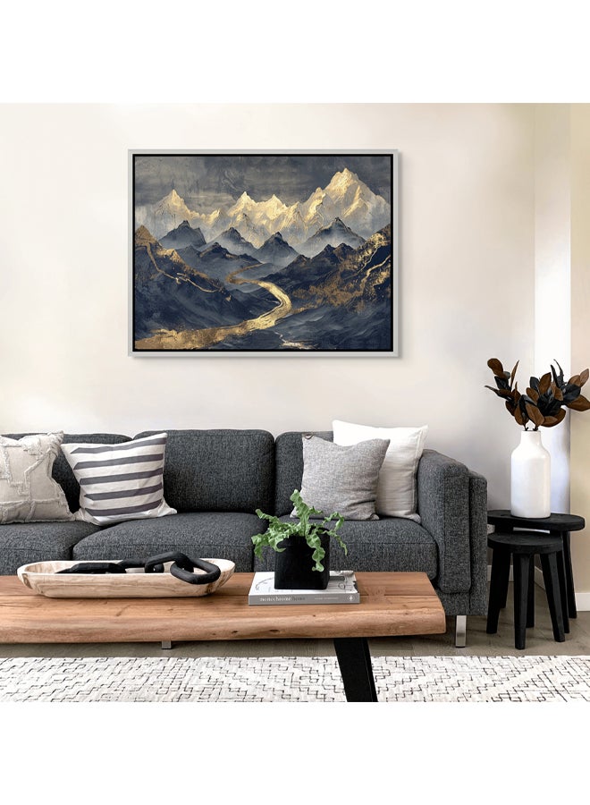 آرت دیکور  ديكور فني مؤطر على قماش مجردة باللونين الأسود والذهبي، منظر طبيعي للجبال، جدار فني مطبوع لتزيين الحائط للمنزل والمكتب وغرفة المعيشة وغرفة النوم - Image 3