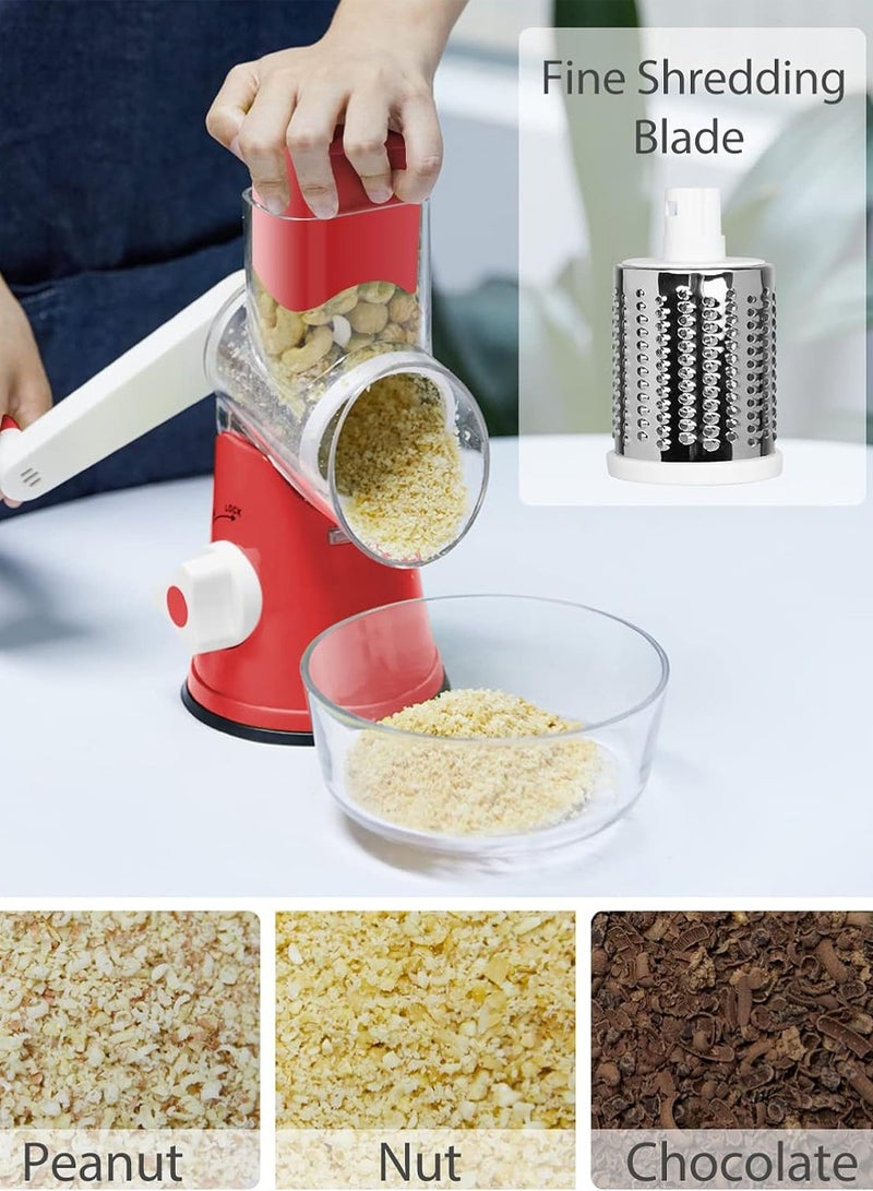 QUTOOB Manual Tabletop Multifunctional 3 in 1 Rotary Shredder Slicer Grinder for Vegetable, Cheese, Fruits, Meat, Nut, Salad Preparations, Cucumber, Potato Carrot, Slice Veg and Fruits In A Jiffy With Ease  - Image 3
