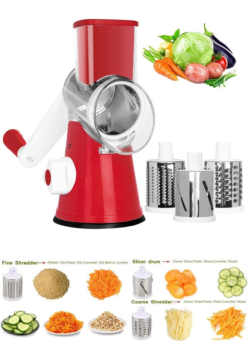 QUTOOB Manual Tabletop Multifunctional 3 in 1 Rotary Shredder Slicer Grinder for Vegetable, Cheese, Fruits, Meat, Nut, Salad Preparations, Cucumber, Potato Carrot, Slice Veg and Fruits In A Jiffy With Ease  - Image 1