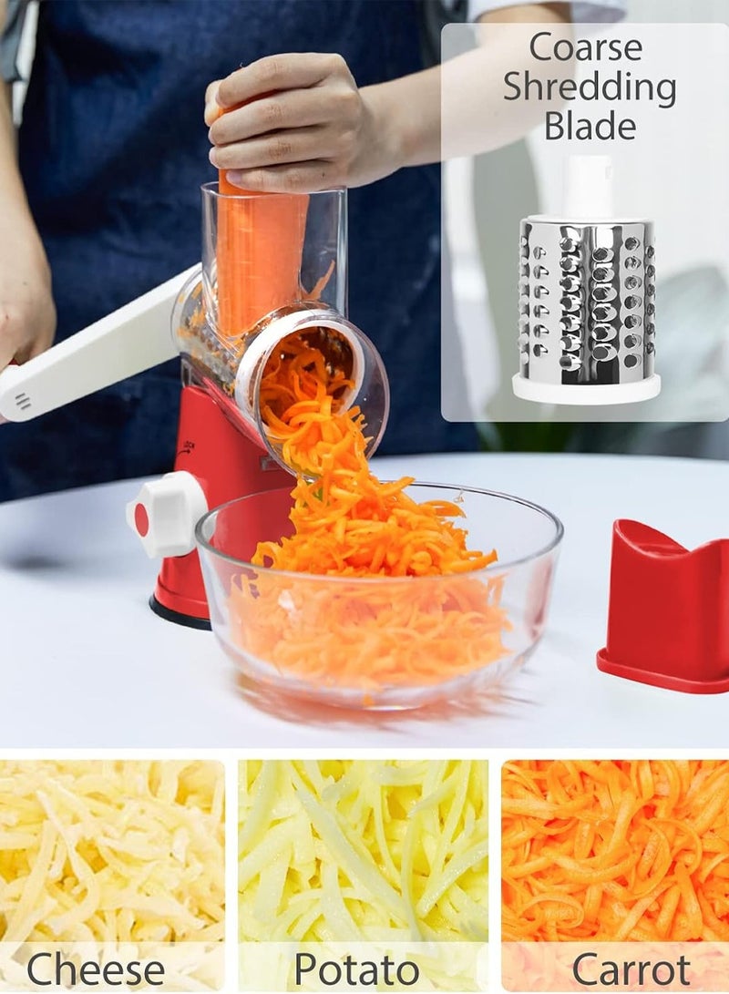 QUTOOB Manual Tabletop Multifunctional 3 in 1 Rotary Shredder Slicer Grinder for Vegetable, Cheese, Fruits, Meat, Nut, Salad Preparations, Cucumber, Potato Carrot, Slice Veg and Fruits In A Jiffy With Ease  - Image 4