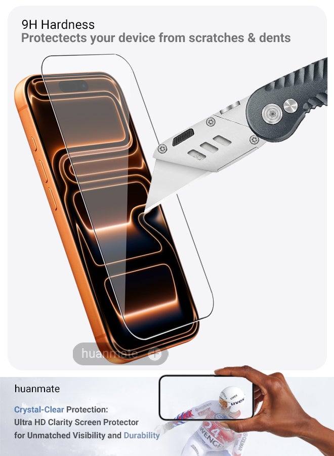 huanmate Apple iPhone 17 Pro Max Tempered Glass Screen Protector – High Transparency, Delicate Touch, Anti-Explosion, Smooth Arc Edges, Easy Installation, Screen Protector for Apple iPhone 17 Pro Max - Image 3