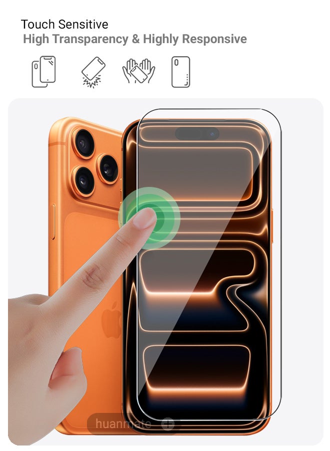 huanmate Apple iPhone 17 Pro Max Tempered Glass Screen Protector – High Transparency, Delicate Touch, Anti-Explosion, Smooth Arc Edges, Easy Installation, Screen Protector for Apple iPhone 17 Pro Max - Image 4