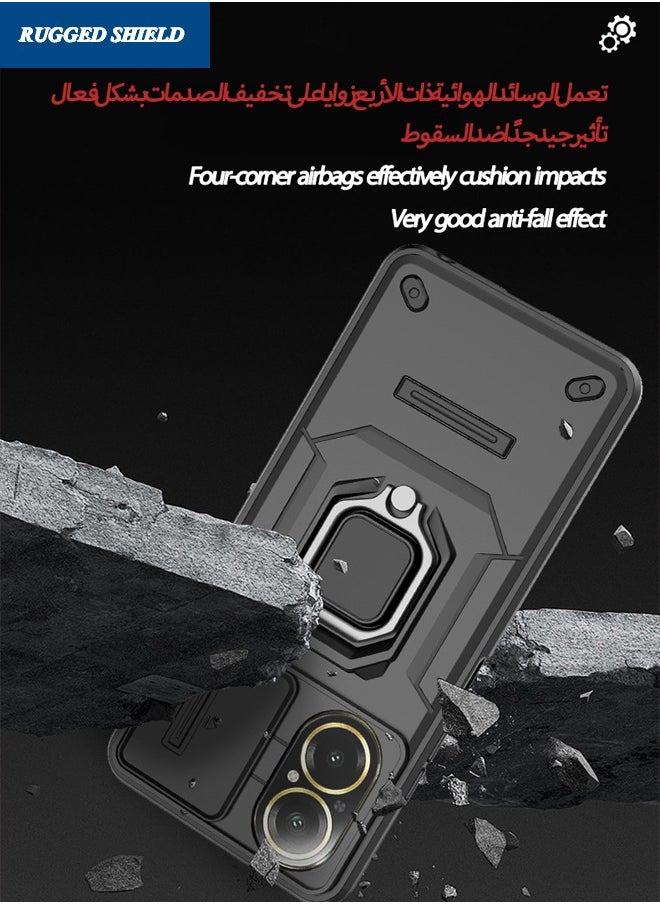RUGGED SHIELD Realme C67 Phone Case, Realme C67 Case with Slide Camera Cover, Heavy Duty Shockproof Phone Case Cover with Kickstand for Realme C67 4G, Black  - Image 4
