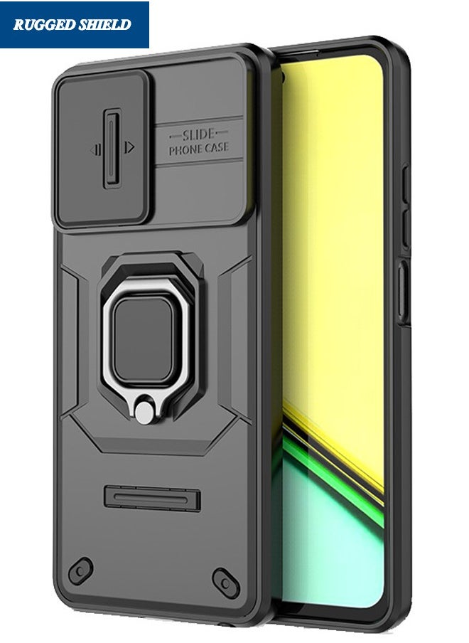 RUGGED SHIELD Realme C67 Phone Case, Realme C67 Case with Slide Camera Cover, Heavy Duty Shockproof Phone Case Cover with Kickstand for Realme C67 4G, Black  - Image 2