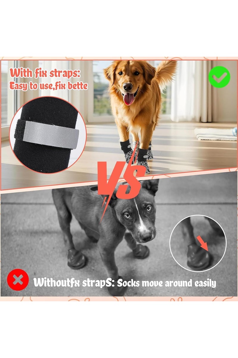 انسجام 4 قطع جوارب للكلاب وأحذية للكلاب مع أشرطة قابلة للتعديل وقبضة مضادة للانزلاق لضمان ملاءمة آمنة وواقي للمخالب من أجل لعق الحروق وخدوش الأرضية مثالي للاستخدام الداخلي والمشي الخفيف في الهواء الطلق - Image 5