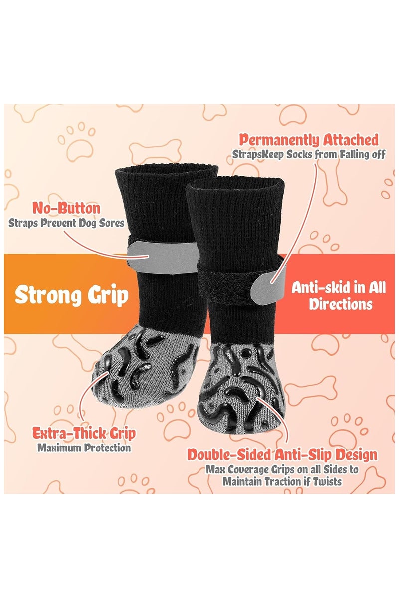 انسجام 4 قطع جوارب للكلاب وأحذية للكلاب مع أشرطة قابلة للتعديل وقبضة مضادة للانزلاق لضمان ملاءمة آمنة وواقي للمخالب من أجل لعق الحروق وخدوش الأرضية مثالي للاستخدام الداخلي والمشي الخفيف في الهواء الطلق - Image 2