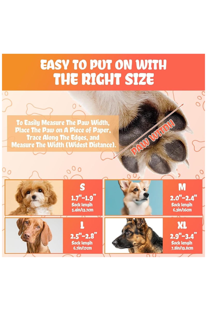 انسجام 4 قطع جوارب للكلاب وأحذية للكلاب مع أشرطة قابلة للتعديل وقبضة مضادة للانزلاق لضمان ملاءمة آمنة وواقي للمخالب من أجل لعق الحروق وخدوش الأرضية مثالي للاستخدام الداخلي والمشي الخفيف في الهواء الطلق - Image 4