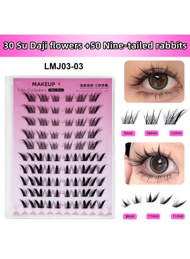 80 clusters of segmented eyelashes, with their own glue, the two styles are mixed and matched to create beautiful eyes, so that the eyes are naturally enlarged, easy to wear and quick to remove. Easy to create a charming shape, waterproof, sweatproof and oilproof, not afraid of high temperatures, so that you are full of energy and spirits! - Image 2